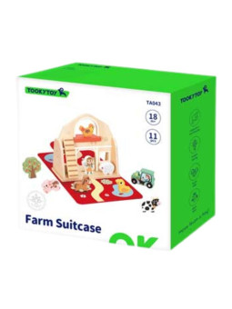 TOOKY TOY Drewniana Składana Farma w Walizce ze Zwierzątkami