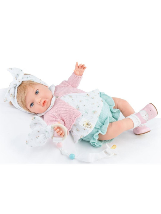 Lalka Alina Reborn Marina & Pau 3002 - Dziewczynka, 45 cm, Brzuszek: Miękki, Kolor oczu: Niebieski, Kolor włosów: Blond