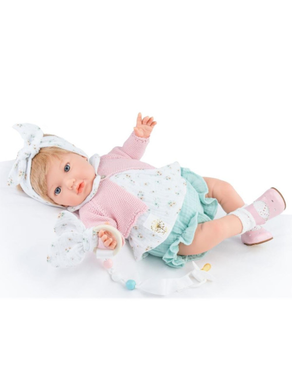 Lalka Alina Reborn Marina & Pau 3002 - Dziewczynka, 45 cm, Brzuszek: Miękki, Kolor oczu: Niebieski, Kolor włosów: Blond