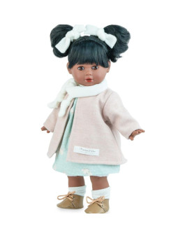 Lalka Tina Pique czarnoskóra Marina & Pau 646 - 42 cm, Brzuszek: Miękki, Kolor oczu: Brązowy, Kolor włosów: Czarny