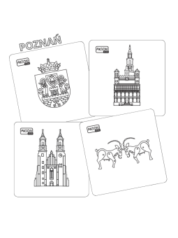 Karty do zabaw POZNAŃ zestaw 15 szt. do kolorowania