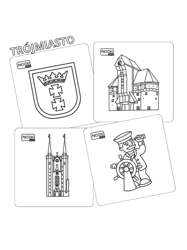 Karty do zabaw TRÓJMIASTO zestaw 15 szt. do kolorowania