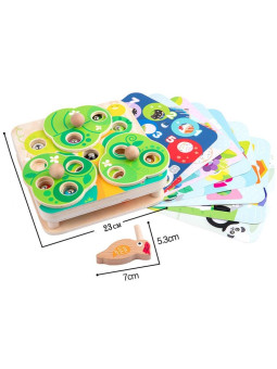 TOOKY TOY Drewniana Gra Zręcznościowa 2w1 Wyciągnij Robaczki dla Dzieci