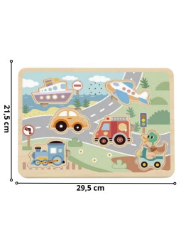 TOOKY TOY Drewniane Interaktywne Puzzle Pojazdy