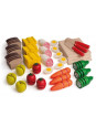 Drewniany Zestaw akcesoriów spożywczych na rzep do krojenia i zabawy 27 elementów Erzi Drewniany Zestaw akcesoriów spożywczych na rzep do krojenia i zabawy 27 elementów Erzi