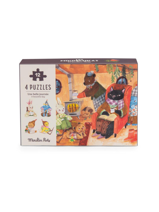 Puzzle LES MINOUCHKAS 4 x 12 elementów 681440