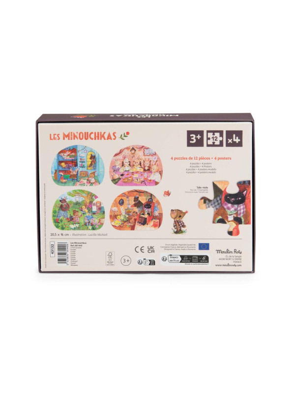 Puzzle LES MINOUCHKAS 4 x 12 elementów 681440