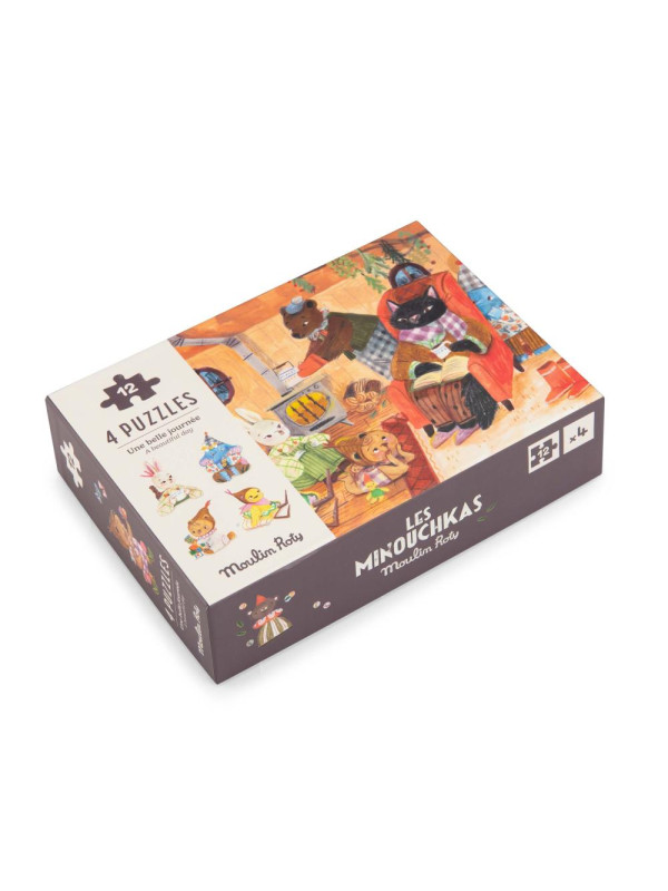 Puzzle LES MINOUCHKAS 4 x 12 elementów 681440