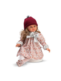 Lalka Pepa w kwiecistej sukience Asi 0287940 - Dziewczynka, 57 cm, Brzuszek: Miękki, Kolor oczu: Niebieski, Kolor włosów: Blo