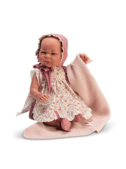 Lalka Mauren Reborn z kocykiem Asi 0468090 - Dziewczynka, 46 cm, Brzuszek: Miękki, Kolor oczu: Niebieski