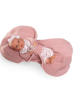 Lalka Kika płacząca z kocykiem Antonio Juan 11325 - Dziewczynka, 27 cm, Brzuszek: Miękki, Kolor oczu: Niebieski