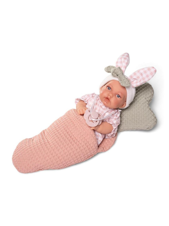 Lalka Petit króliczek ze śpiworkiem Antonio Juan 12442 - Dziewczynka, 27 cm, Brzuszek: Miękki, Kolor oczu: Niebieski Lalka Petit króliczek ze śpiworkiem Antonio Juan 12442 - Dziewczynka, 27 cm, Brzuszek: Miękki, Kolor oczu: Niebieski