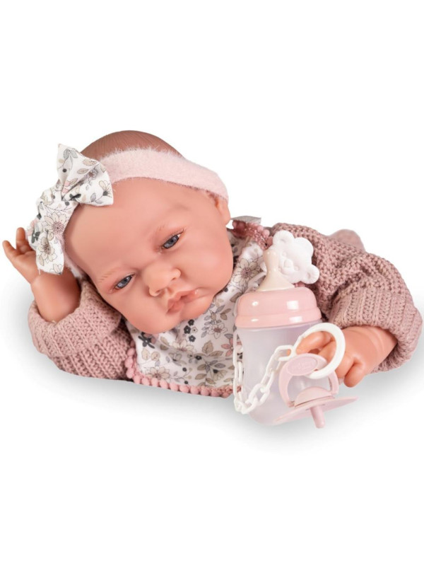 Lalka Lua z butelką Antonio Juan 33390 - Dziewczynka, 42 cm, Brzuszek: Miękki, Kolor oczu: Niebieski