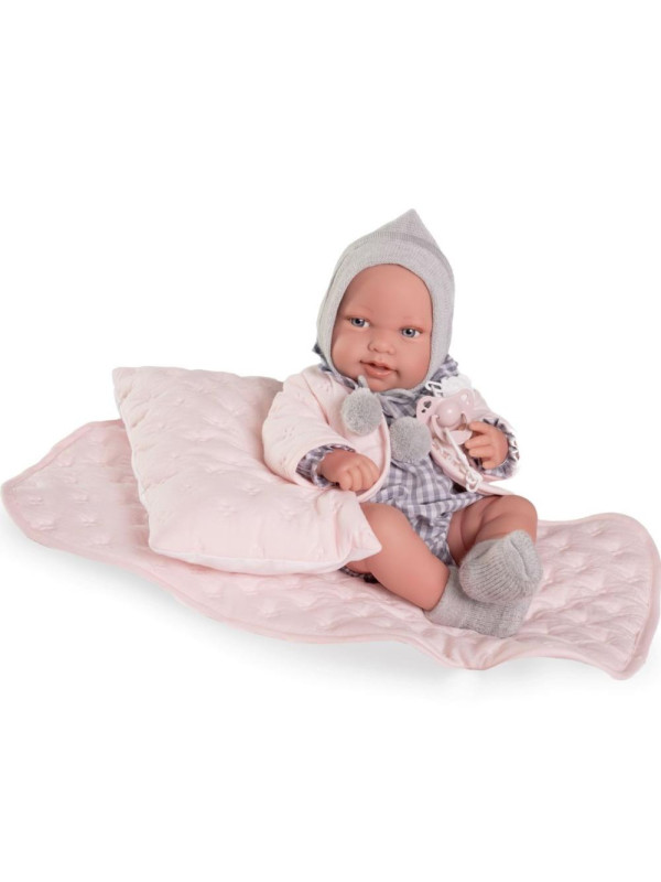 Lalka Pipa z pościelą Antonio Juan 50425 - Dziewczynka, 42 cm, Brzuszek: Winylowy, Kolor oczu: Niebieski