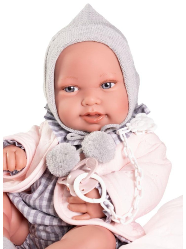 Lalka Pipa z pościelą Antonio Juan 50425 - Dziewczynka, 42 cm, Brzuszek: Winylowy, Kolor oczu: Niebieski