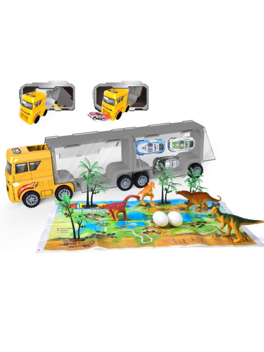 WOOPIE Ciężarówka Transporter 2w1 Zestaw Dinozaurów + Makieta