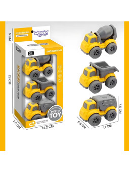 WOOPIE Zestaw 3w1 Pojazdy Budowlane Śmieciarka Betoniarka Wywrotka