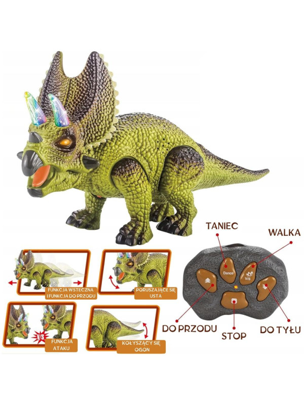 WOOPIE Dinozaur Zdalnie Sterowany RC Robot Triceratops