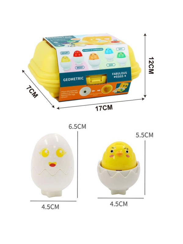WOOPIE Układanka Sorter Montessori Dopasuj Kształty Wesołe Kurczaczki Jajka 6szt