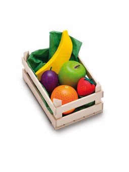 Zestaw drewnianych owoców w skrzynce Erzi