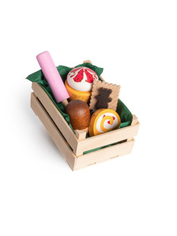 Zestaw drewnianych słodyczy w skrzynce Erzi