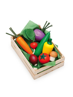 Zestaw drewnianych warzyw ogrodowych w skrzynce Erzi