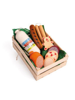 Zestaw drewnianych kiełbasek w skrzynce Erzi