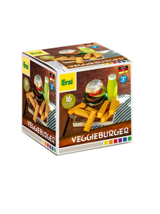 Drewniany Zestaw produktów do zabawy w przygotowanie wegetariańskiego burgera Erzi