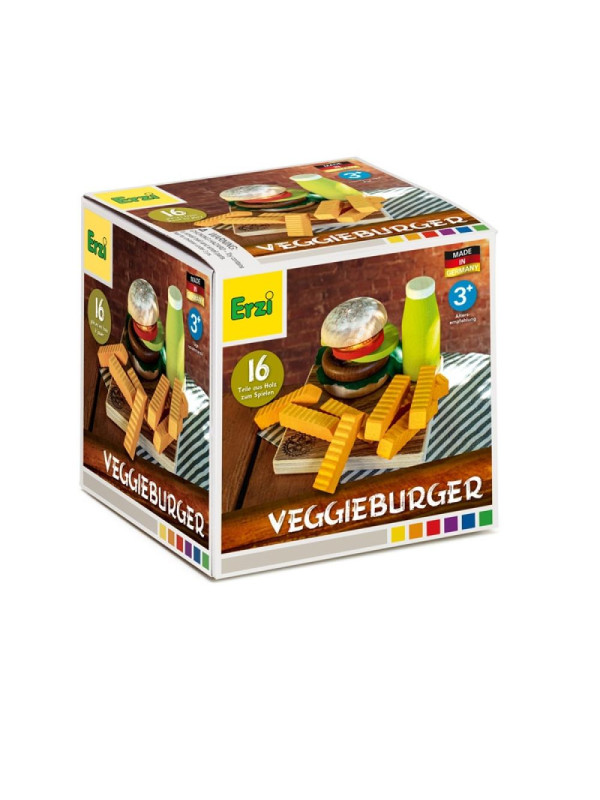 Drewniany Zestaw produktów do zabawy w przygotowanie wegetariańskiego burgera Erzi