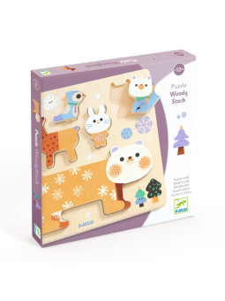 Drewniane puzzle ZWIERZĄTKA ZIMĄ  DJ01090