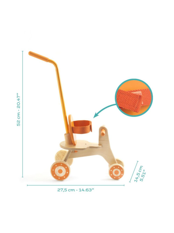 Rowerek 3-kołowy z rączką dla lalek POMEA DJ07798
