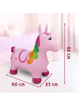 WOOPIE Skoczek Gumowy do Skakania Jednorożec Różowy + Pompka