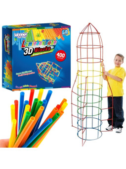 WOOPIE Klocki Konstrukcyjne Świecące Słomki 400 szt.