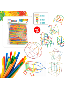 WOOPIE Klocki Konstrukcyjne Kolorowe Słomki 500 el.