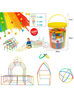WOOPIE Klocki Konstrukcyjne Kolorowe Słomki 1000 el.
