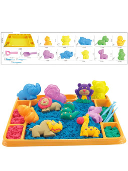 WOOPIE Piasek Kinetyczny 1,2 kg Zestaw XL ZOO Stolik z Foremkami