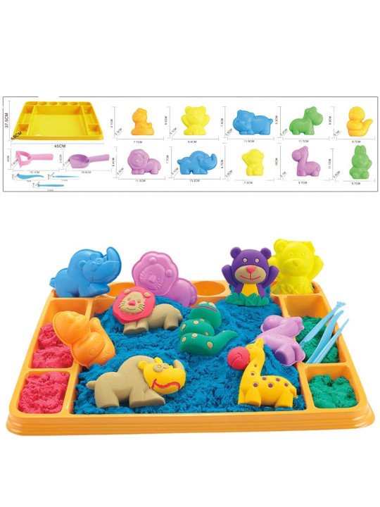 WOOPIE Piasek Kinetyczny 1,2 kg Zestaw XL ZOO Stolik z Foremkami