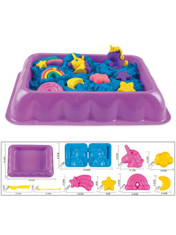 WOOPIE Piasek Kinetyczny 0,6 kg Zestaw Jednorożec Stolik z Foremkami