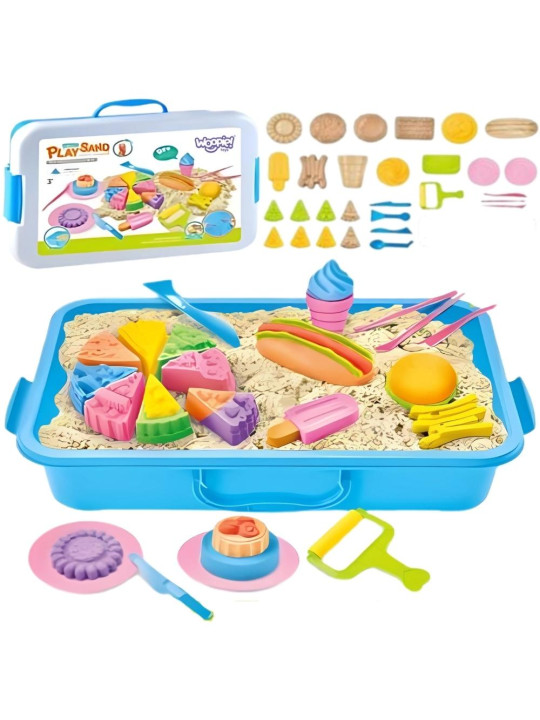 WOOPIE Piasek Kinetyczny 1,2 kg Zestaw Restauracja Stolik z Foremkami