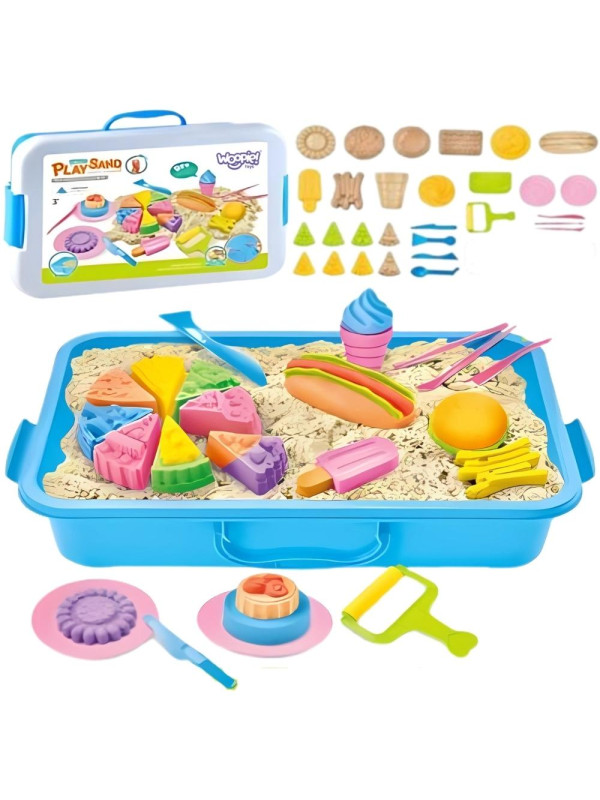 WOOPIE Piasek Kinetyczny 1,2 kg Zestaw Restauracja Stolik z Foremkami