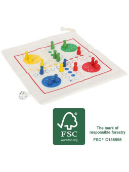 Zabawka Ludo dla dzieci small foot design - gra planszowa dla 4 latka, wersja podróżna w woreczku