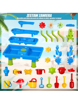 WOOPIE Stolik Wodny 4w1 Piaskownica Wodospad XL 4-Poziomowy Delfin