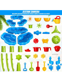 WOOPIE Stolik Wodny 2w1 Piaskownica Fontanna XXL Aquapark z Delfinem