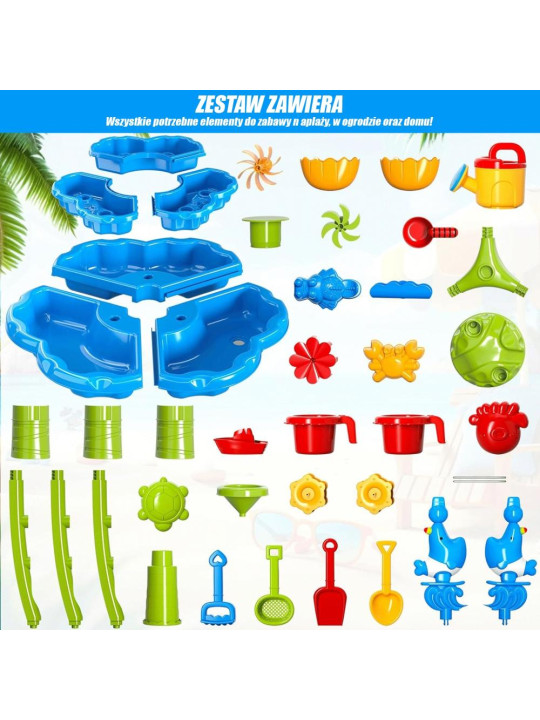 WOOPIE Stolik Wodny 2w1 Piaskownica Fontanna XXL Aquapark z Delfinem