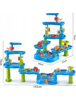 WOOPIE Ogromny Aquapark Stolik Wodny 6w1 Piaskownica Wodospad Tor Wodny 6-poziomowy Modułowy