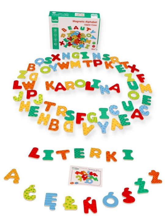Drewniane literki magnetyczne z polskimi znakami