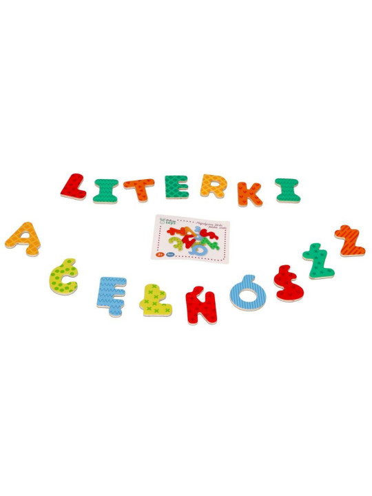 Drewniane literki magnetyczne z polskimi znakami