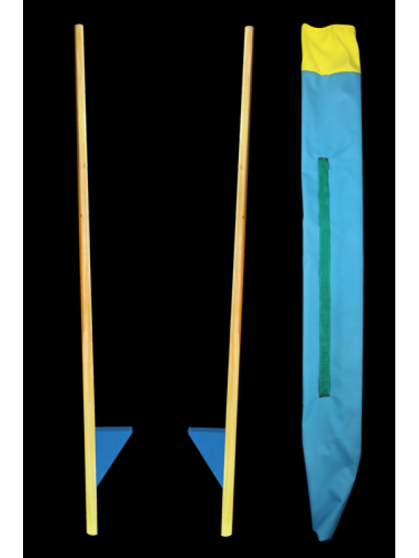 Szczudła drewniane cyrkowe małe NIEBIESKIE 140 cm dla dzieci