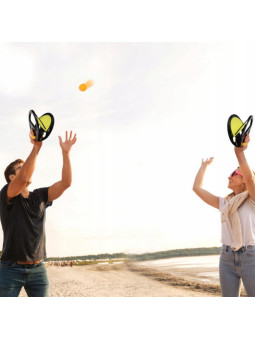 WOOPIE Catch Ball Gra Zręcznościowa Rzucaj Łap Dla Dwojga 2x Paletki+ 4 Piłki