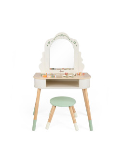 CLASSIC WORLD Drewniana Toaletka z Lustrem Krzesełkiem i Akcesoriami Pastelowa